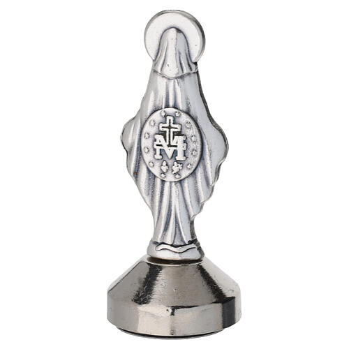 Estatua 5x2 cm Virgen Milagrosa zamak plateado base magnética 3