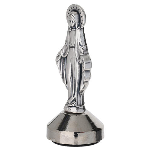 Miraculous Mary statue in silver zamak with magnetic base, 5x2 cm 2