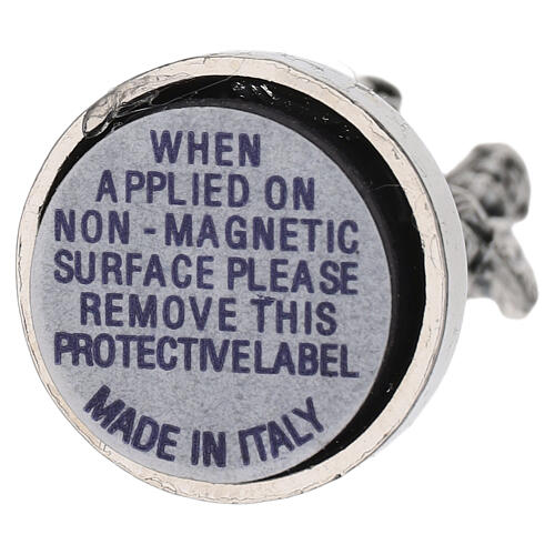 Estatueta 5x2 cm São Pio em zamak prateado com base magnética 4