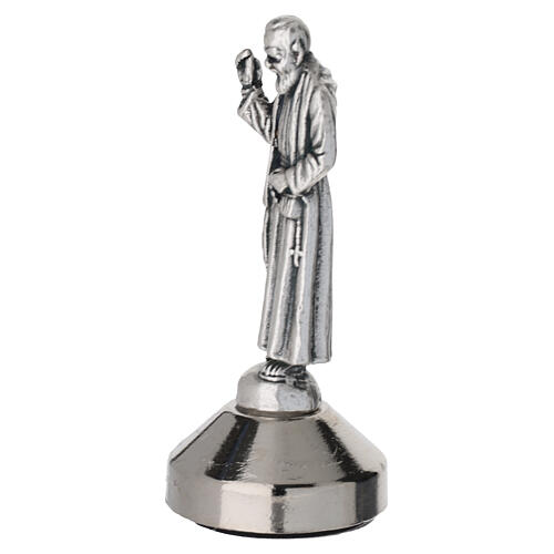 Saint Pio figurine silver-finished zamak with magnetic base, 5x2 cm 2