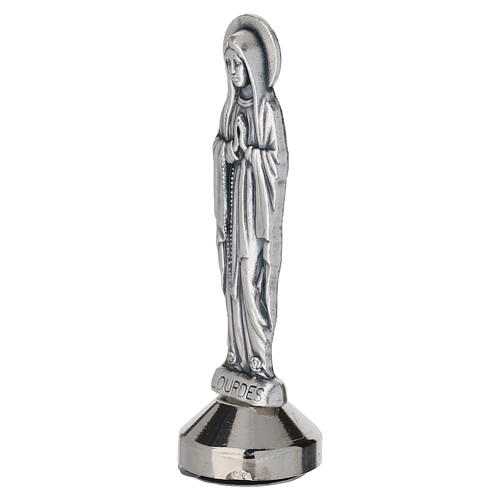 Notre-Dame de Lourdes 7x2 cm statuette en zamak argenté sur base magnétique 2