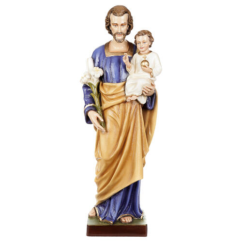 Statue Heiliger Josef mit Jesuskind, glänzendes Fiberglas 1