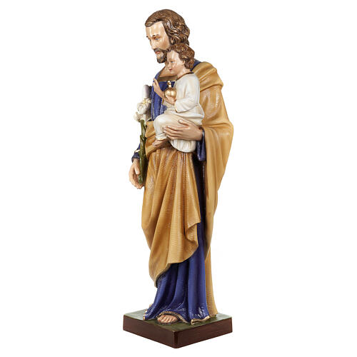 Statue Heiliger Josef mit Jesuskind, glänzendes Fiberglas 3