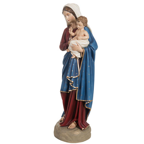 Virgen con el Niño manto azul  85 cm fibra de vidrio 8