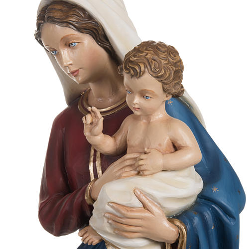 Virgen con el Niño manto azul  85 cm fibra de vidrio 9