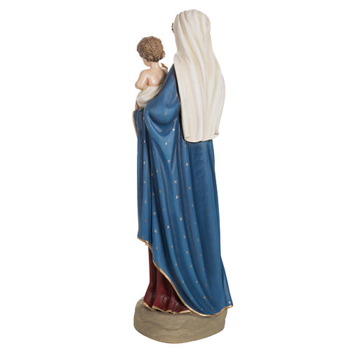 Vierge à l'enfant manteau bleu rouge fibre de verre 85cm 10