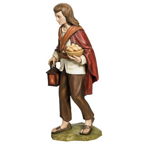 Nativity scene fiberglass figurine, shepherd with bread 60 cm 6