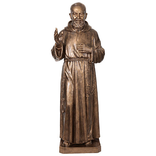 Saint Pio statue in fiberglass, bronze color 175 cm 1