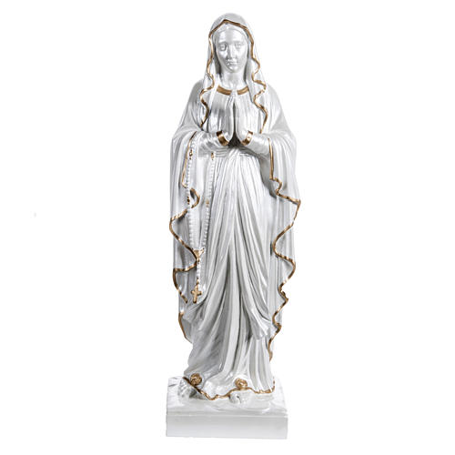 Nuestra Señora de Lourdes nacarada fibra de vidrio dorada 1