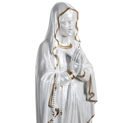 Nuestra Señora de Lourdes nacarada fibra de vidrio dorada 2