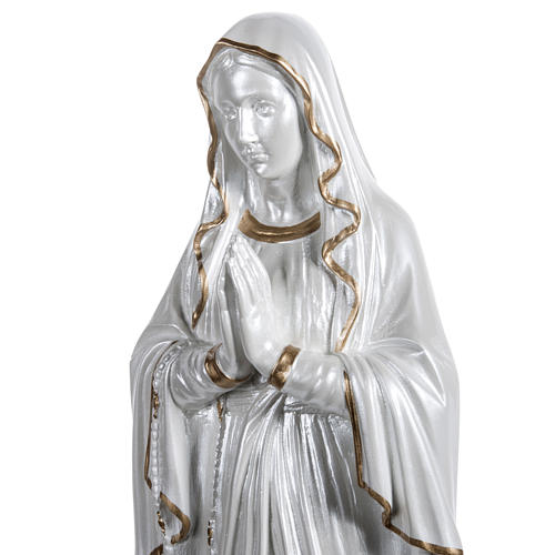 Nuestra Señora de Lourdes nacarada fibra de vidrio dorada 5