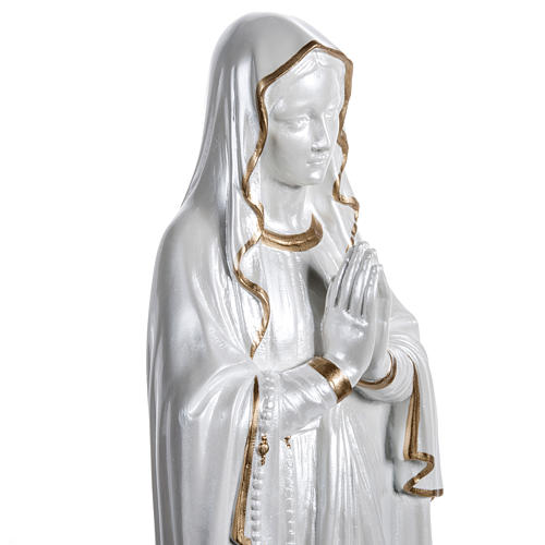 Nuestra Señora de Lourdes nacarada fibra de vidrio dorada 7