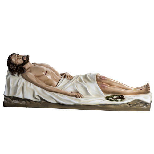 Jésus mort 140 cm fibre de verre colorée 1