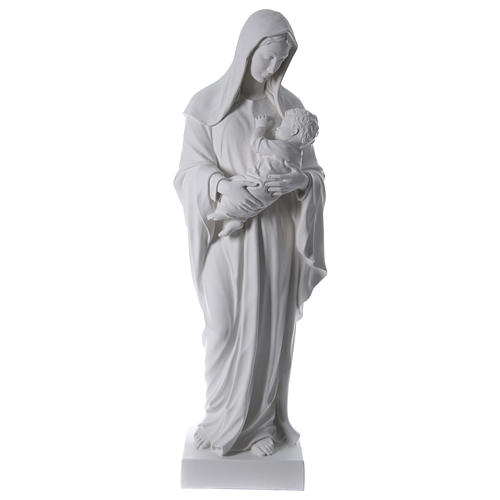 Vierge à l'enfant 170 cm fibre de verre blanche 1