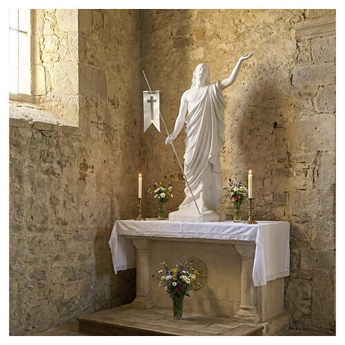 Cristo Ressuscitado 130 cm fibra vidro branca 3