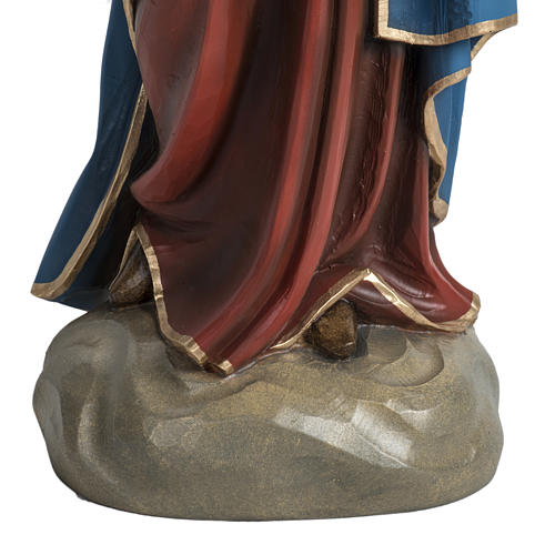 Virgin Mary and baby Jesus, red blue dress statue in fiberglass 3