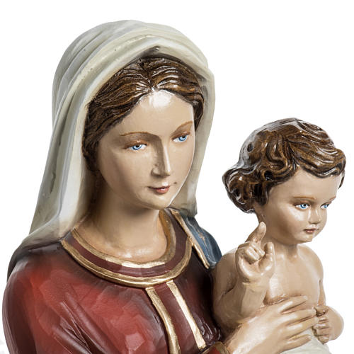 Virgin Mary and baby Jesus, red blue dress statue in fiberglass 4