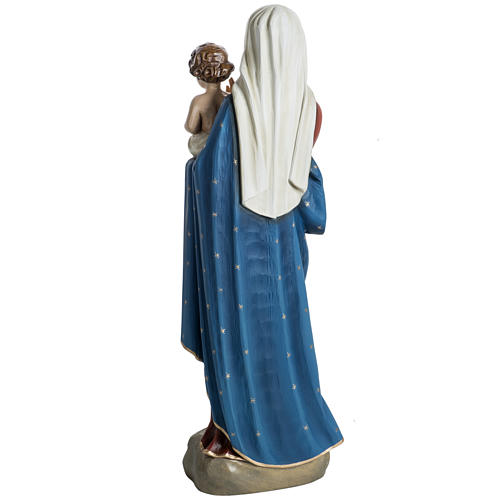 Virgin Mary and baby Jesus, red blue dress statue in fiberglass 7