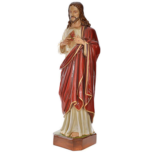 Sacro Cuore Gesù 130 cm vetroresina colorata per esterno 3