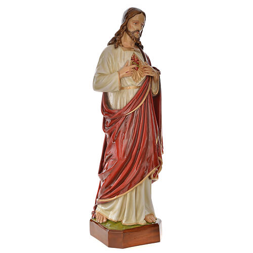 Sagrado Coração Jesus 130 cm fibra de vidro corada para exterior 5