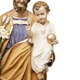 St Joseph à l'enfant 130 cm fibre de verre peinte