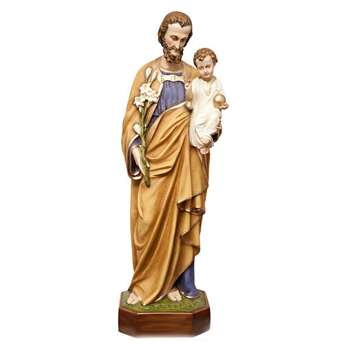 St Joseph à l'enfant 130 cm fibre de verre peinte 1