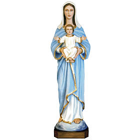 Virgen con Niño 80 cm. fibra de vidrio coloreada