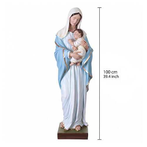 Virgin Mary with baby, statue in coloured fiberglass, 100cm 3