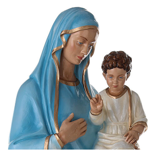 Virgin Mary with baby and light blue dress statue in fiberglass, 6