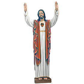 Christ mains levées fibre de verre peint 170cm