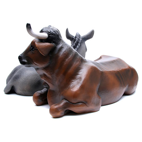 Ox and donkey, statues in painted fiberglass, 100cm 2