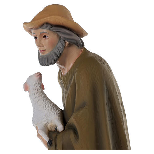 Shepherd with sheep for Nativity scene in painted fibreglass 80 cm 4