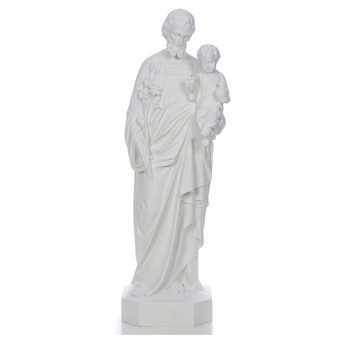 Saint Joseph with baby Jesus statue in white fibreglass, 130cm 1