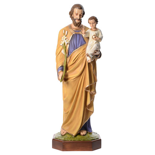 Saint Joseph with Baby Jesus 160 cm in fiberglass with crystal eyes 1