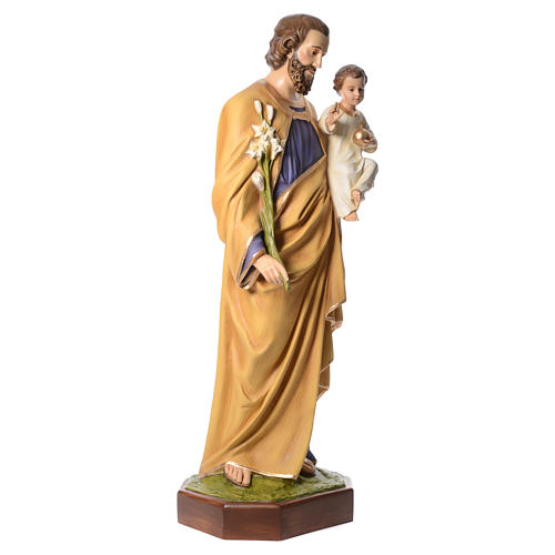 Saint Joseph with Baby Jesus 160 cm in fiberglass with crystal eyes 3