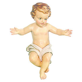 Statue Gesù Bambino: Bambinello Gesù Vetroresina braccia aperte drappo bianco Statue Gesù Bambino: Bambinello Gesù Vetroresina braccia aperte drappo bianco