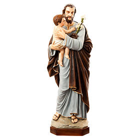 Imagen San José con el Niño Jesús 175 cm fibra de vidrio pintada