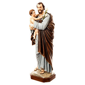 Imagen San José con el Niño Jesús 175 cm fibra de vidrio pintada