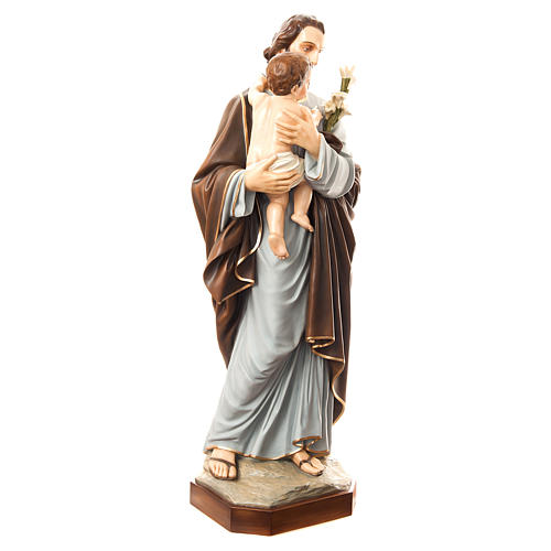 Imagen San José con el Niño Jesús 175 cm fibra de vidrio pintada 3