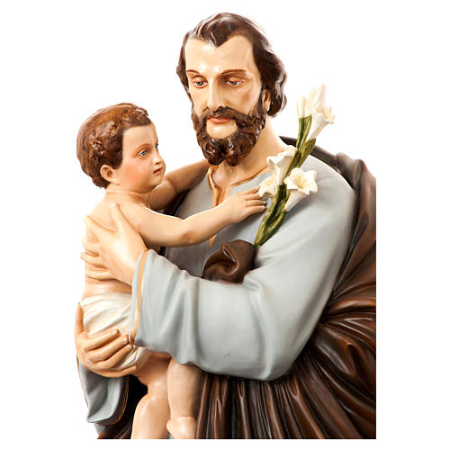 Imagen San José con el Niño Jesús 175 cm fibra de vidrio pintada 4