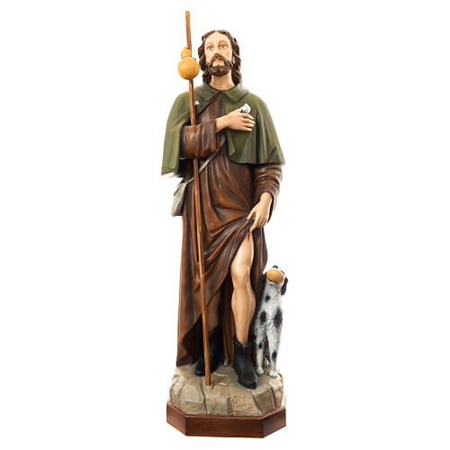 Saint Roch avec chien 160 cm fibre de verre peinte 1