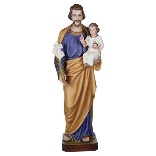 Saint Joseph with Child Jesus Blessing Statue in Fiberglass 100 cm FOR OUTDOORS 1