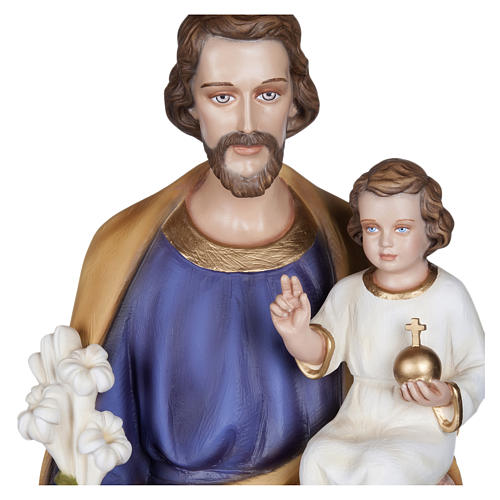 Saint Joseph with Child Jesus Blessing Statue in Fiberglass 100 cm FOR OUTDOORS 2