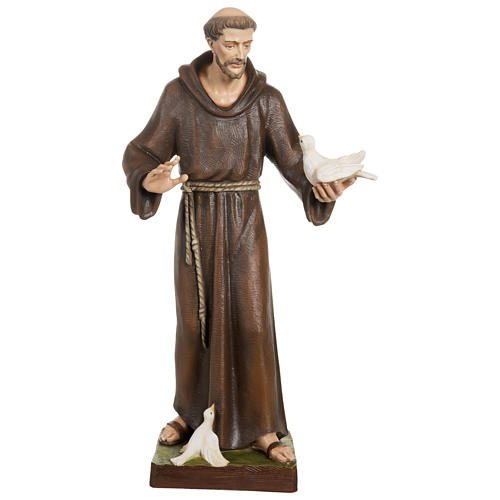 Statue of St. Francis with doves in fibreglass 80 cm for EXTERNAL USE 1