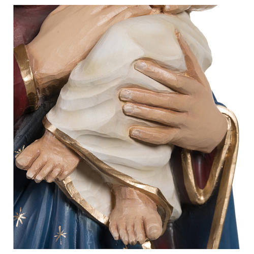 Statue of the Virgin Mary with Baby Jesus and red and blue cape in fibreglass 85 cm for EXTERNAL USE 7