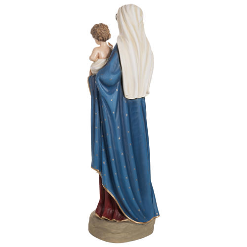 Statue of the Virgin Mary with Baby Jesus and red and blue cape in fibreglass 85 cm for EXTERNAL USE 11