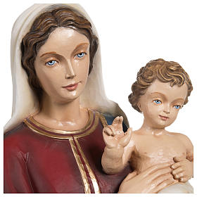 Estatua Virgen con niño capa azul rojo fiberglass 85 cm PARA EXTERIOR
