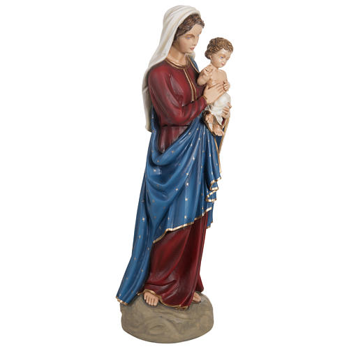 Vierge à l'enfant manteau bleu rouge fibre de verre 85 cm POUR EXTÉRIEUR 9