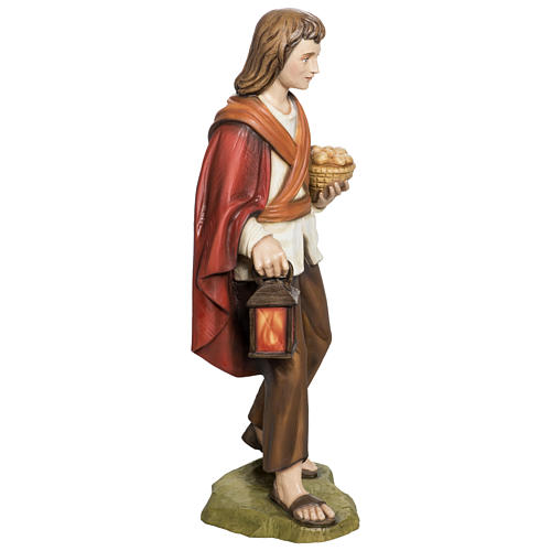 Boy Shepherd with Lantern and Bread, 60 cm nativity in fiberglass FOR OUTDOORS 5