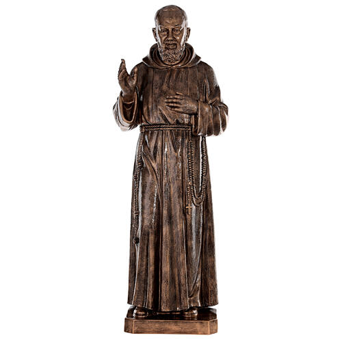 Statue Pater Pio 175cm bronzefarbigen Fiberglas AUSSENGEBRAUCH 1